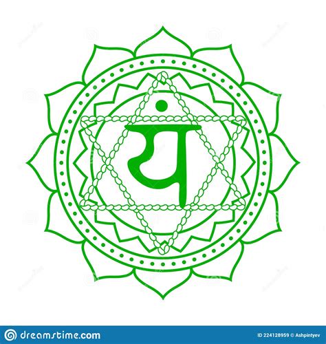 The Fourth Anahata Chakra Heart Chakra With Hindu Sanskrit Green Is A