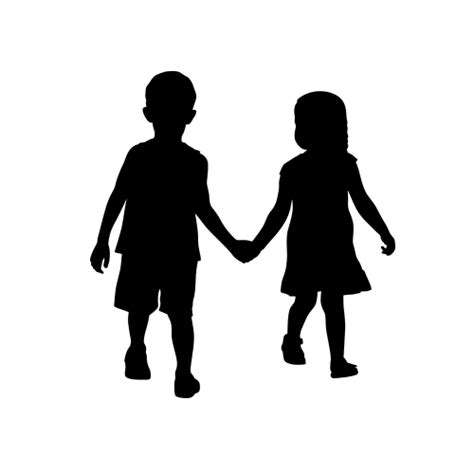 Boy And Girl Holding Hands 4 Children Silhouette Decals Kids