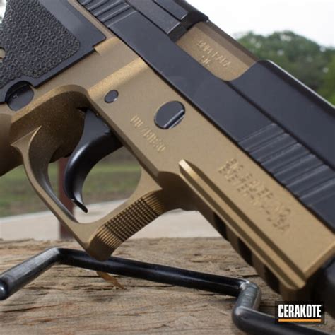 Sig Sauer P226 Cerakoted In A Two Tone Burnt Bronze And Graphite Black
