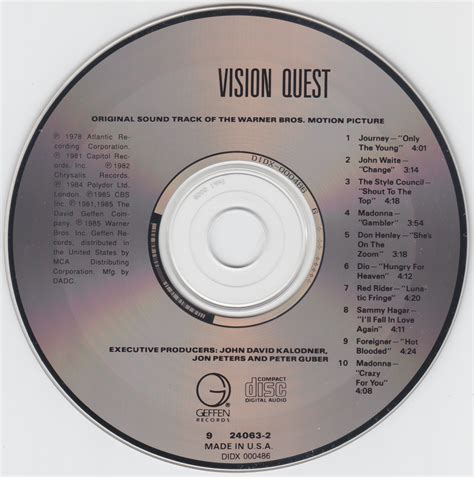 Tapios Ronnie James Dio Pages Vision Quest Soundtrack Cd Discography