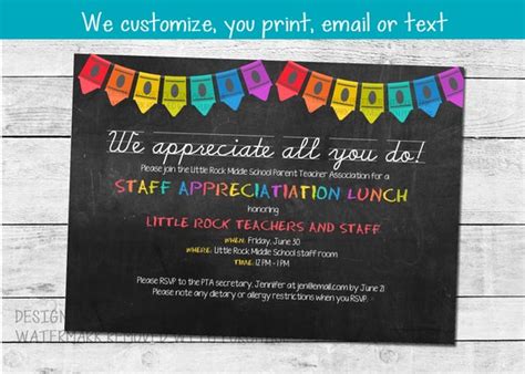 Printable Teacher Appreciation Invitation School Staff Etsy