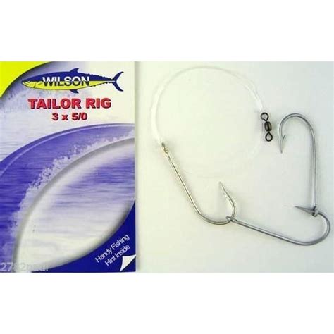 Wilson Tailor Fishing Rig 3x50 Hook Setup 40lb Clear Mono Leader