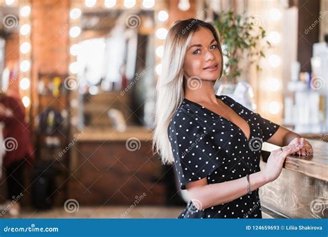 Very Beautiful Blonde Woman Looking At Camera With Smile Stock Image Image Of Fashion Female
