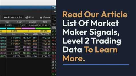 List Of Market Maker Signals Level 2 Trading Data Video