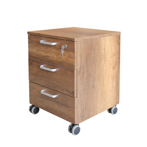 Caesar Hardware 3 Drawer Particle Board Wood Mobile File Cabinet With