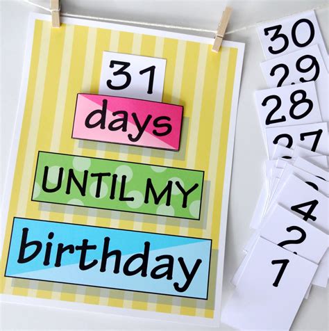Printable Birthday Countdown Calendar For A Babe Or Girl Etsy UK