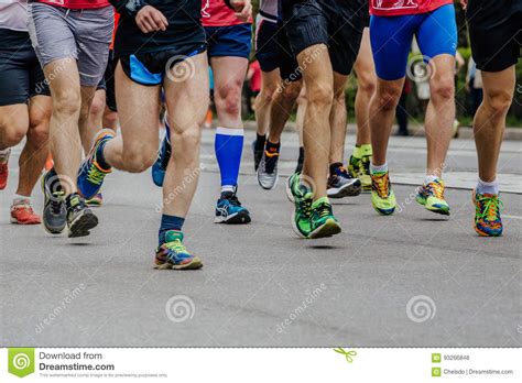 Legs Men Runners In Shoe Running Down Street Editorial Stock Photo