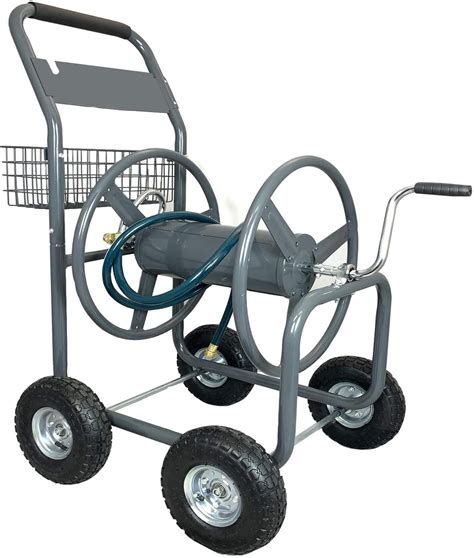 Ashman Online Garden Hose Reel Cart 4 Wheels Portable Garden Hose Reel Cart With Storage