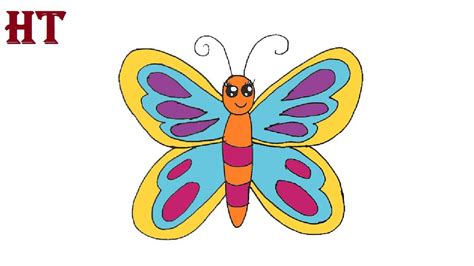 Butterfly Drawing For Kids Easy Step By Step How To Draw Cute Kawaii
