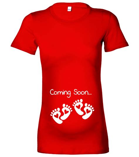 Womens Twins Maternity T Shirt Coming Soon Baby Feet Pregnancy T Shirt