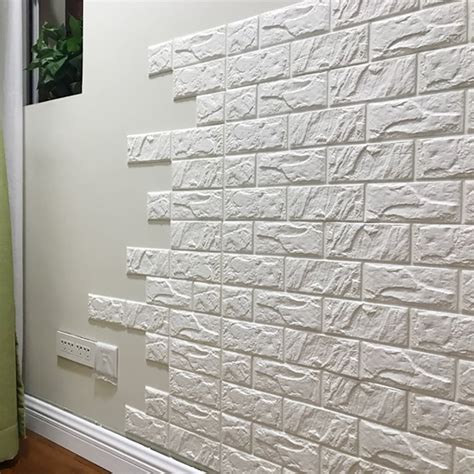 30 X 27 White Brick 3d Wall Panels Peel And Stick Wallpaper For
