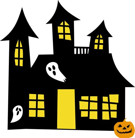 Hauntedhouse Yellowwindows Clipart Of Spooky Halloween Haunted House