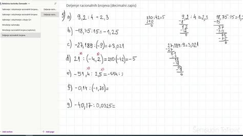 Matematika 6 Razred Deljenje Racionalnih Brojeva Decimalni Zapis Youtube