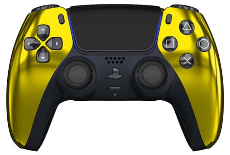 Tcp Chrome Gold Ps5 Controller With Black Buttons And Back Shell The