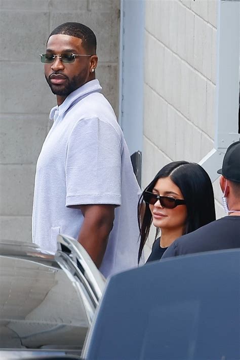 tristan thompson gives kylie jenner side eye in front of travis scott hollywood life