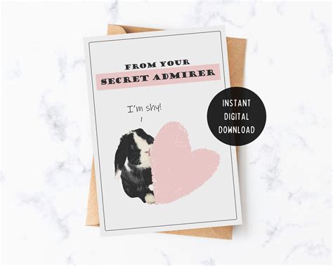 A Secret Admirer Valentine Pdf Card A6 Or 5x7 Print Etsy
