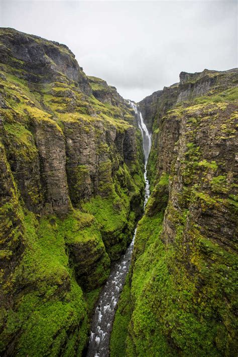Glymur Waterfall Iceland Stock Photo