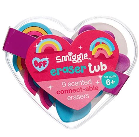 Smiggle Eraser Pink Bff Heart Tub Of 9 Coloured Scented Erasers Buy