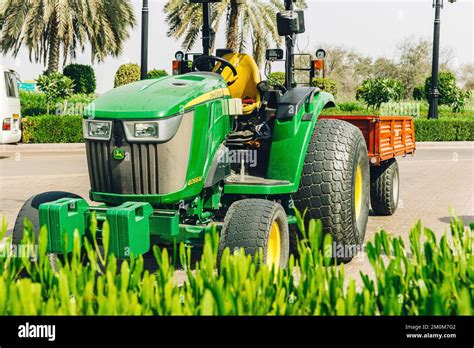 Dubai, UAE, United Arab Emirates - May 25, 2021: John Deere Compact