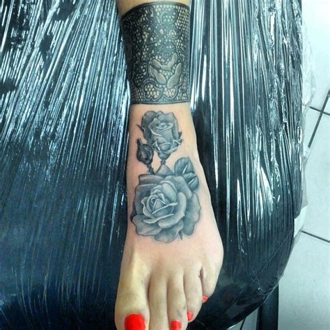 Flowers Lace Tattoo Wrap Around Ankle Tattoos Cuff