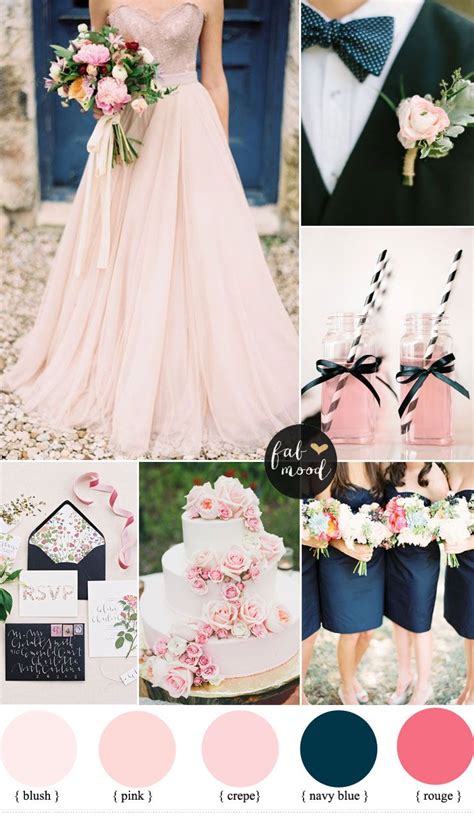 Blush Pink And Navy Blue Wedding Inspiration Wedding Colors Blue
