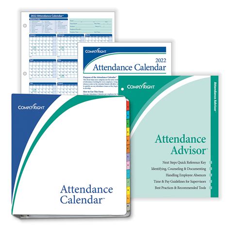 Complyright 2022 Attendance Calendar Kit White Pack Of 50