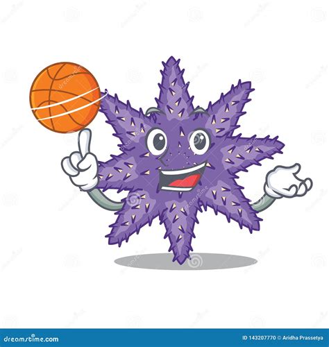 With Basketball Red Starfish Isolated With The Character Vector