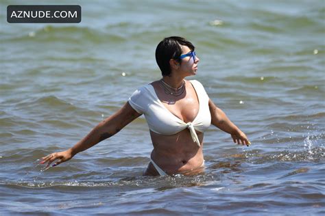 Jackie Cruz Sexy In A Tie Front White Bikini As She