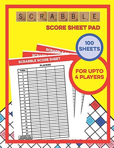 Scrabble Score Sheets Pad 100 Score Sheets For Upto 4 Players By