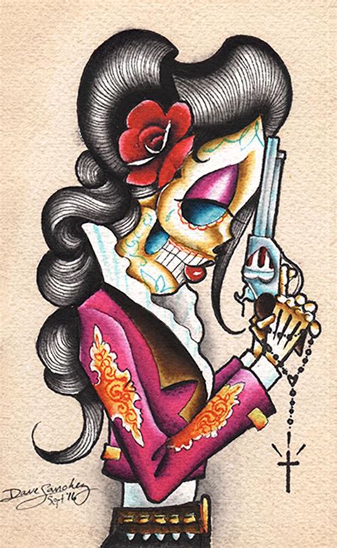 Desert Flower By Dave Sanchez Mexican Day Of The Dead Canvas Art Print