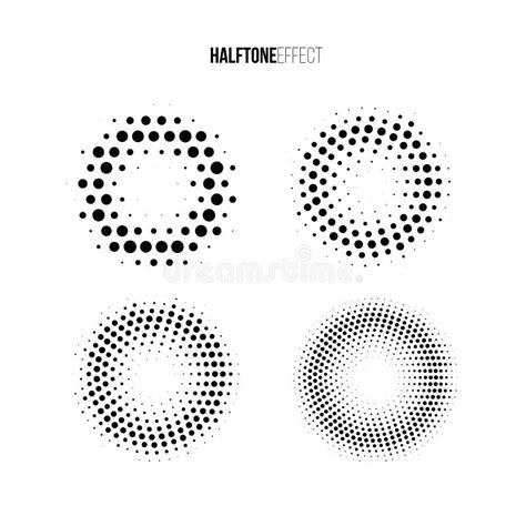 Vector Halftone Effect Set Different Gradient Rings In Halftone Effect
