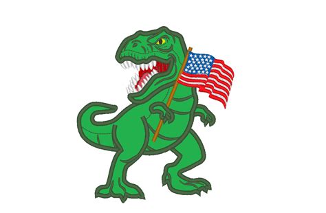 4th Of July T Rex With Flag Patriotic Dinosaur Machine Applique