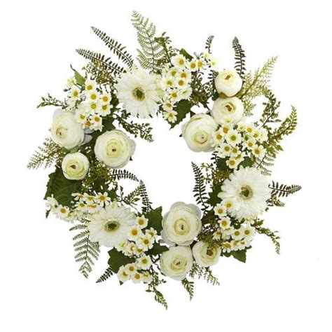 Nearly Natural In White Artificial Wreath In The Artificial Plants Flowers Department At