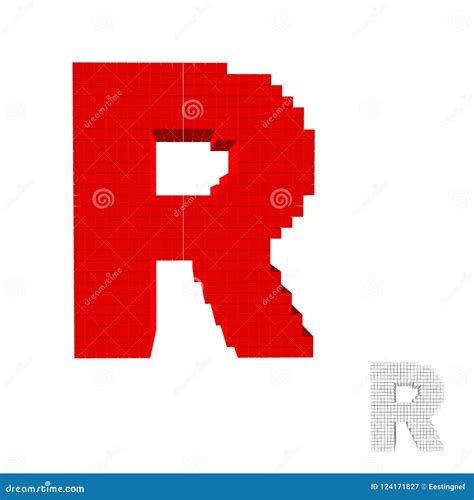 3d Pixelated Capital Letter R Vector Illustration Stock Vector