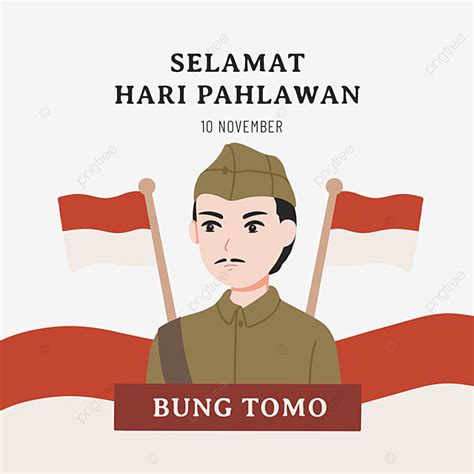 Gambar Ilustrasi Poster Bung Tomo Untuk Hari Pahlawan Indonesia Dalam