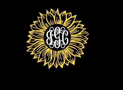 Sunflower Outline Monogrammonogram Decalsunflower Etsy