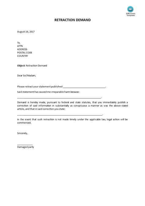 Retraction Letter Of Resignation Sample