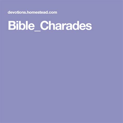 Biblecharades Bible Charades Charades Bible