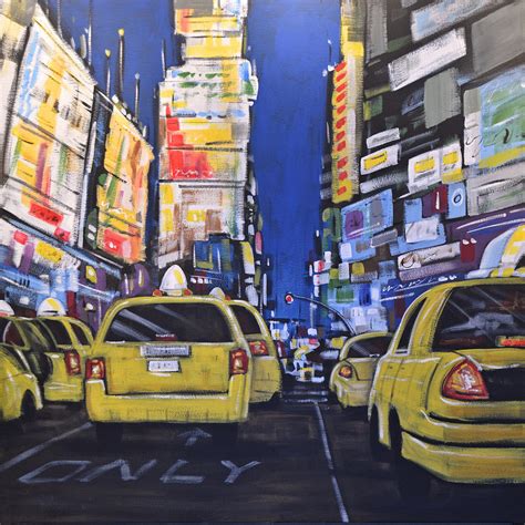 Abstract City Landscape New York Street Times Square Painting By