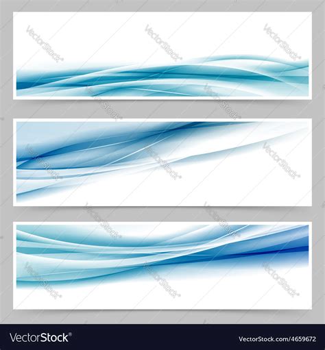 Modern Header Set With Abstract Blue Wave Lines Vector Image
