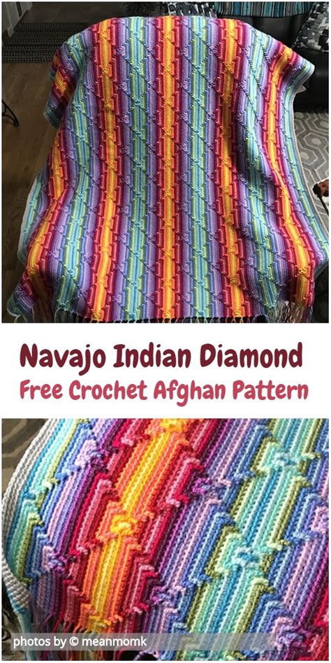 Navajo Indian Diamond Afghan With Free Crochet Pattern Afghan Crochet