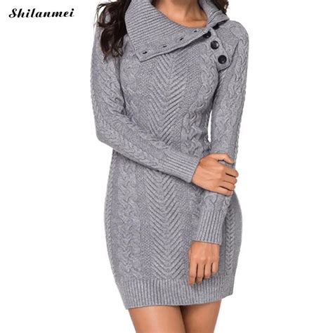 2018 New Winter Warm Sweater Dress Women Sexy Slim Bodycon Dress Female
