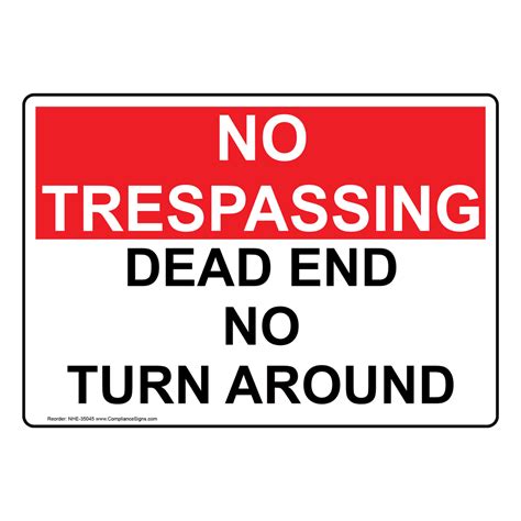 Dead End No Turn Around Sign Nhe 35045