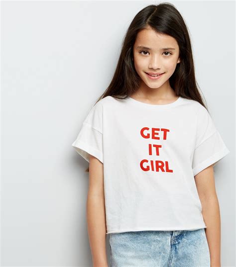 Teens White Get It Girl Slogan Print T Shirt Outfits For Teens Top