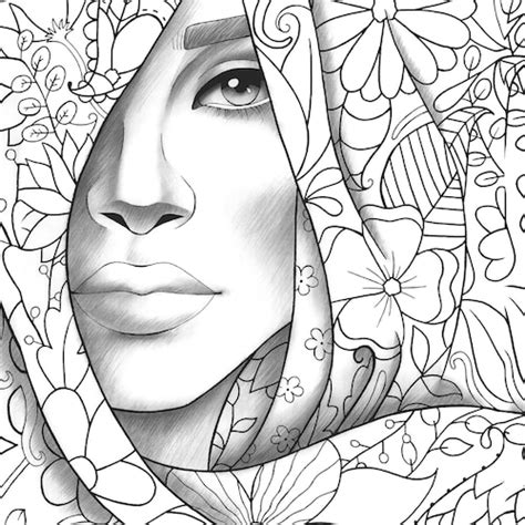 Printable Coloring Page Girl Portrait And Clothes Colouring Etsy Israel