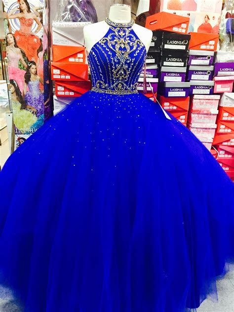 Royal Blue Dress With Bedazzled Gold And Silver Sparkles