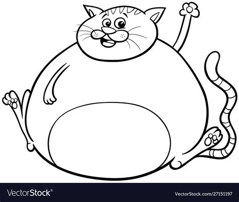 Fat cat cartoon character coloring book Royalty Free Vector