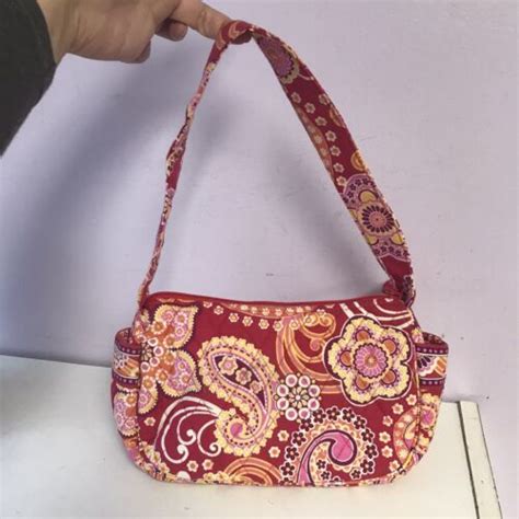 Vera Bradley Raspberry Fizz Small Shoulder Bag Handbag Purse Pinkred