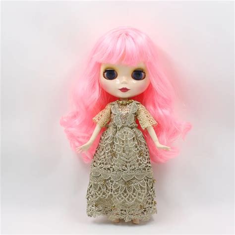 Free Shipping Factory Blyth Doll Nude Doll Pink Hair With Bangs 4 Colors For Eyes Suitable For