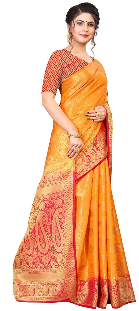 Traditional Yellow Color Banarasi Silk Silk Fabric Saree 1729106